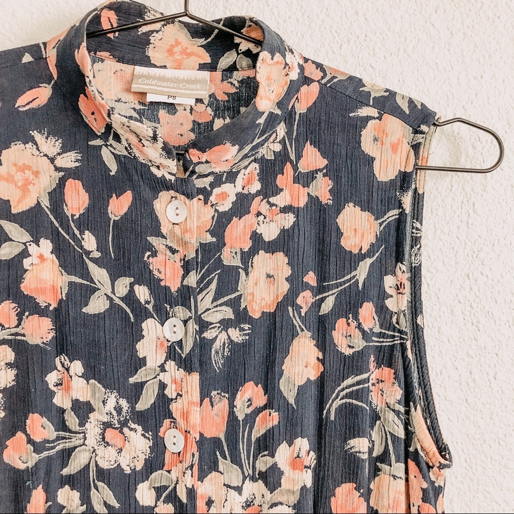Coldwater Creek Floral Sleeveless Button Down Maxi Dress. Size 8P